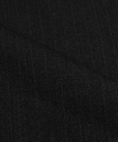 PIN STRIPE OFFICER CROP BOMBER JACKET_BLACK