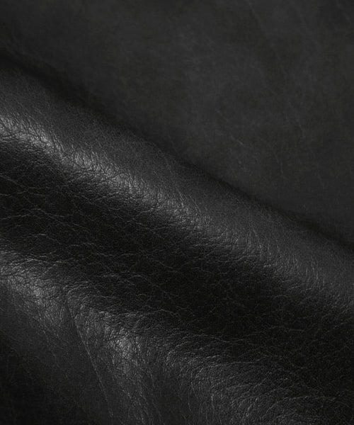 FLEECE COLLAR FLIGHT MA-1 LEATHER JACKET_BLACK