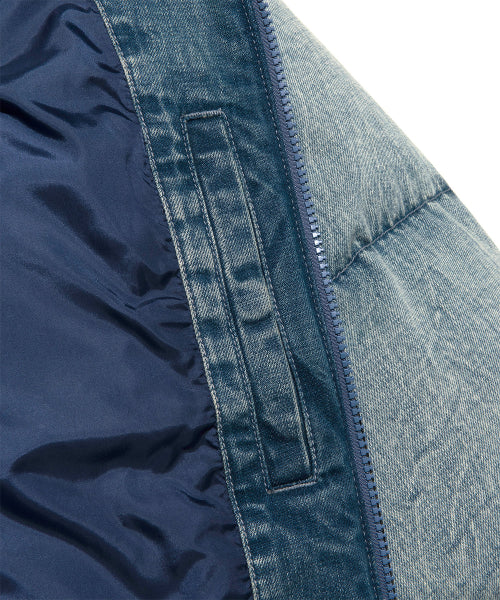 Washing denim padded jacket indigo medium