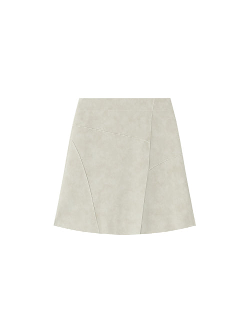Suede Panel Skirt Taupe