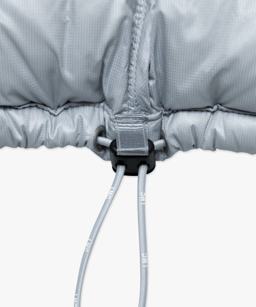 OVAL GLOBE LIGHT WEIGHT HOODED DOWN JACKET light gray