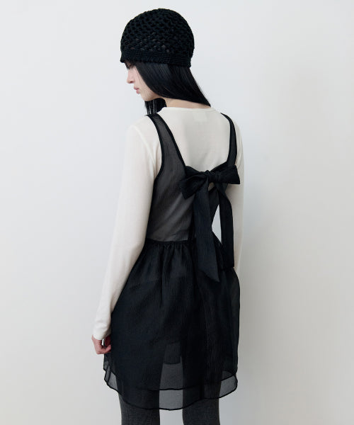 ORGANZA RIBBON MINI ONEPIECE BLACK