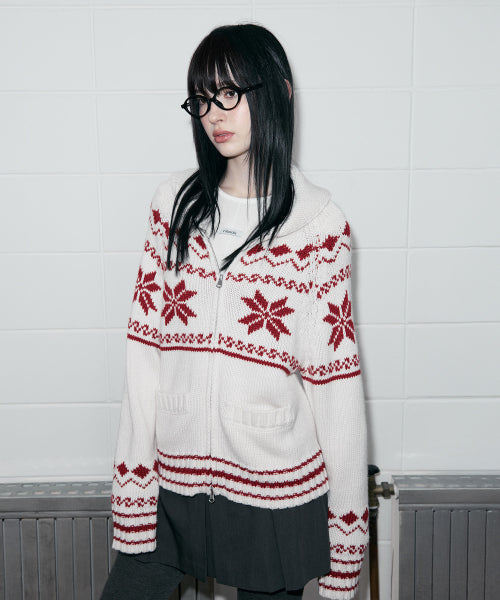 TWOWAY SNOW ZIP-UP KNIT IVORY
