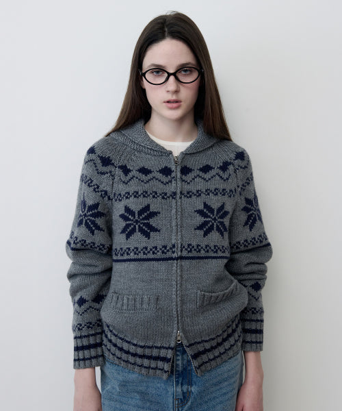 TWOWAY SNOW ZIP-UP KNIT GRAY