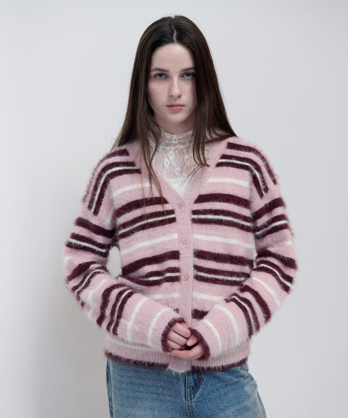 FLUFFY LOOSE FIT CARDIGAN PINK