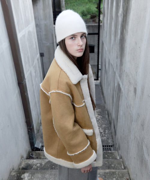 SUEDE MUSTANG HALF JACKET BEIGE