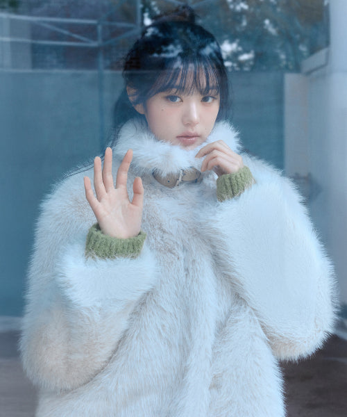 COLLAR FUR JACKET IVORY