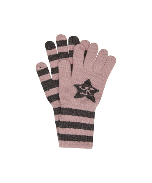 Stripe Star Knit Gloves PINK
