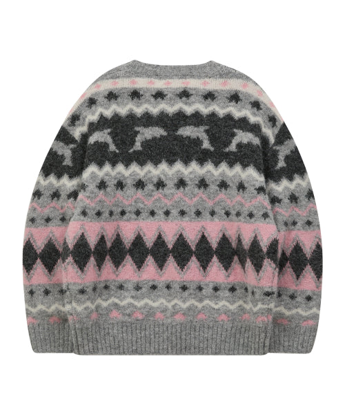 Dolphin Hairy Graphic Knit GREY