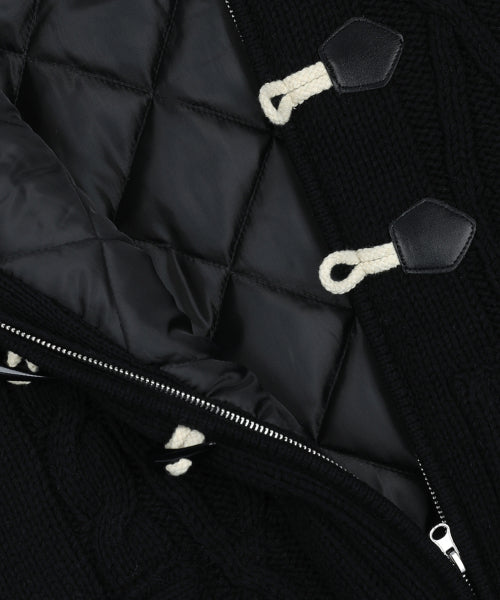 XTK174 Collar Quilting Cowichan Knit Zip-Up (BLACK)