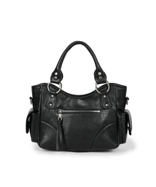 Studded Leather Mini Shoulder Bag (Black)
