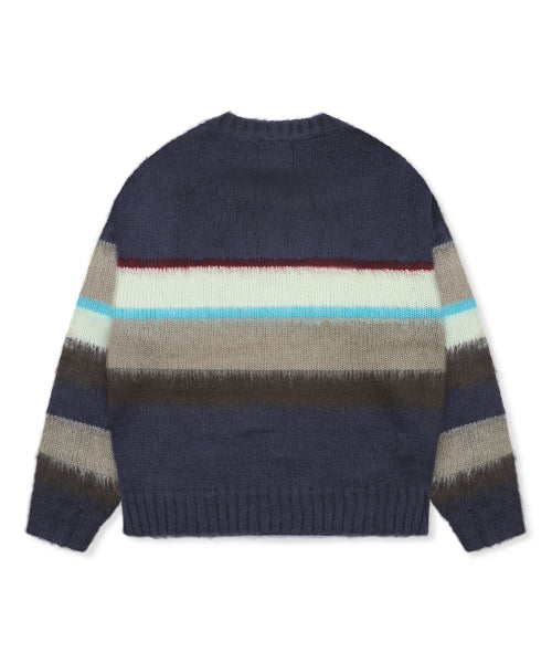 WXK026 Ninkino Loose Fit Stripe Pullover Knit (NAVY)