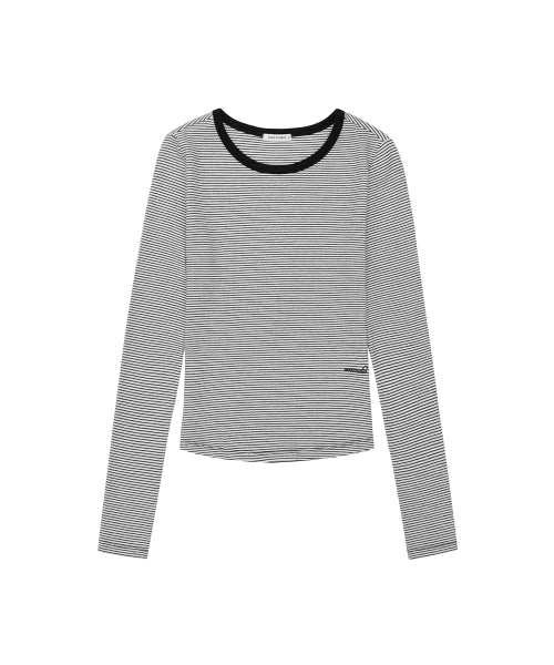 W Stripe Color Lip Long Sleeve_White
