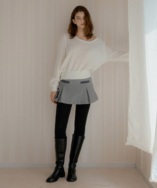 Claude pocket wool mini skirt (Gray)