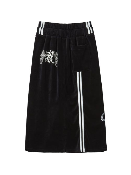 VELVET GRAPHIC SKIRT BLACK