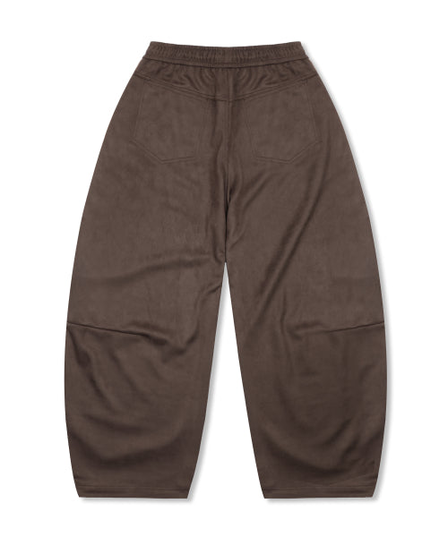 GP175 Side Color Block Suede Balloon Pants (BROWN)