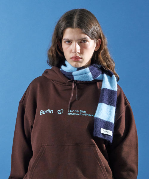 M.C Stripe Hairy Knit Muffler / Navy