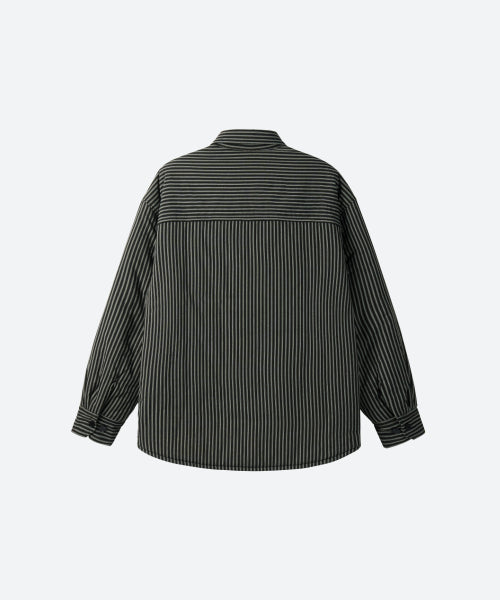 M.C UNISEX, Stripe Padded Shirt Jacket / Black