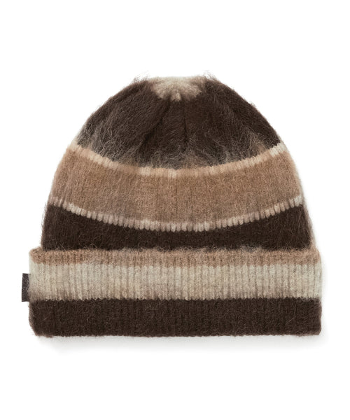 Striped Mohair Beanie Brown