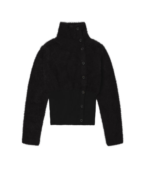Shaggy Knit Cardigan Black