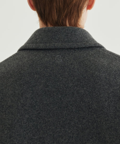 WOOL COLLARED ZIP-UP HALF COAT