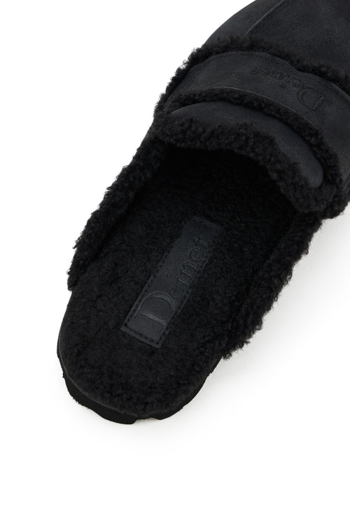 FAUX SHEARLING SLIPPERS IN BLACK
