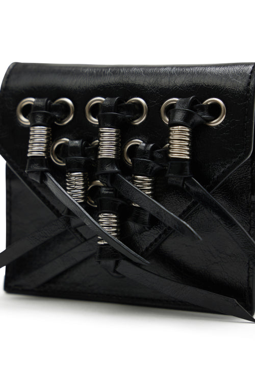 EYELET KNOT DETAIL MINI BAG IN BLACK