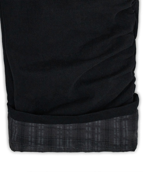Check roll-up cotton pants (Black)