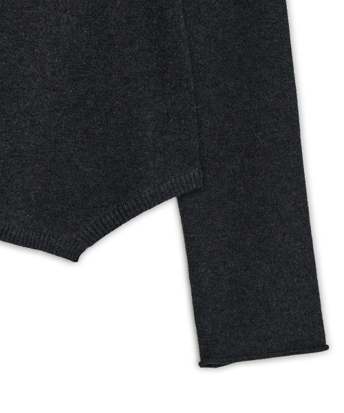 Fallen angel button knit top (Charcoal)