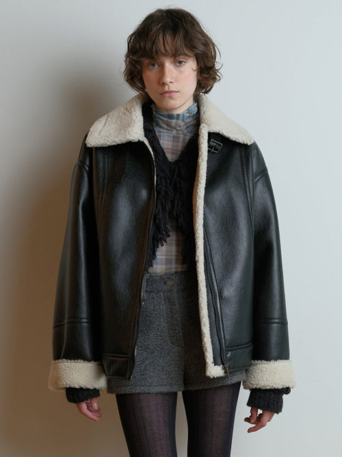 Shearling Mustang Jacket in Black VM5WM015-10