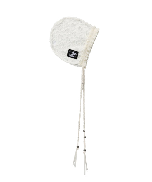 Heart Crocher Bonnet - IVORY