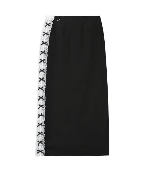 White Lace Maxi Skirt - BLACK