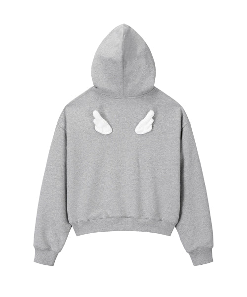 Angel Wing Zip-Up Hoodie - GREY