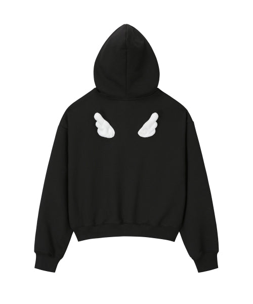 Angel Wing Zip-Up Hoodie - BLACK