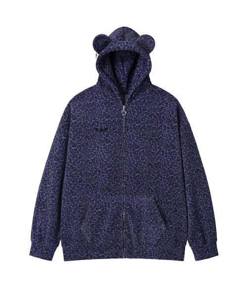 Teddy Leopard Zip-Up Hoodie – VIOLET
