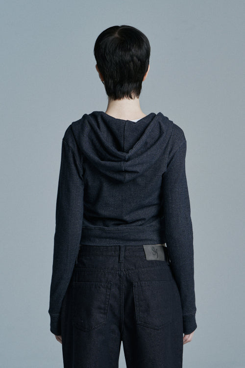 INDIGO SLIM DENIM ZIP UP BLUE