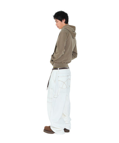 Pigment Dyed Cross Zip-Up Hoodie (Brown)