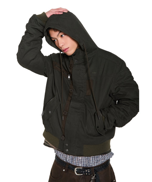 Button Placket Cotton Ma-1 Jacket (Khaki)