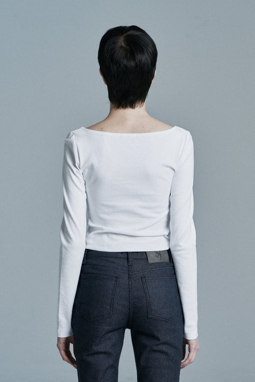 SANDY BOAT NECK LONG SLEEVE WHITE