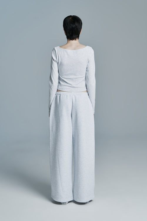 SANDY BOAT NECK LONG SLEEVE WHITE MELANGE