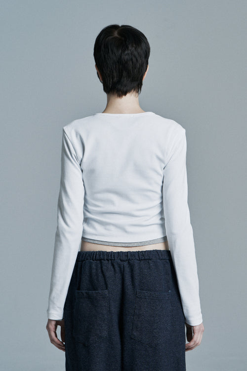ROUND CROP LONG SLEEVE WHITE