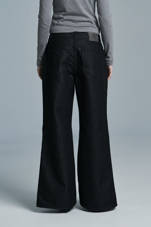 RAW WIDE DENIM PANTS BLACK