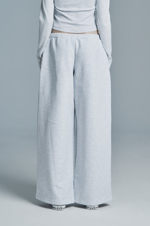 PLUS WIDE SWEATPANTS WHITE MELANGE