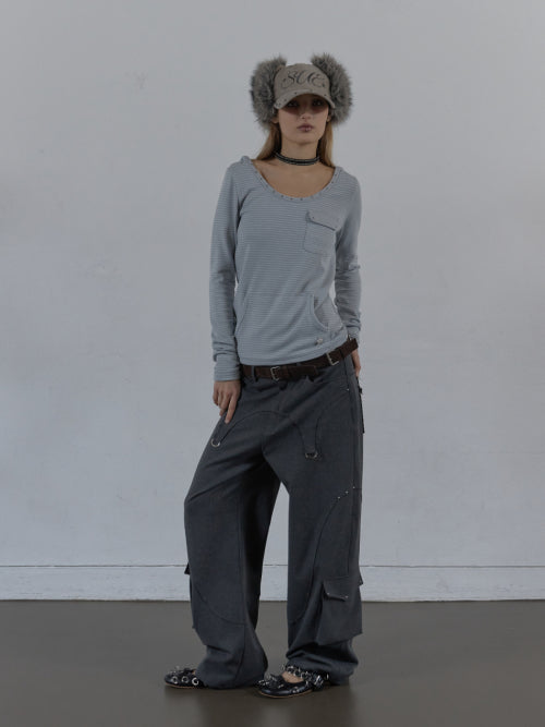 WESTERN STUDDED SLACKS / CHARCOAL