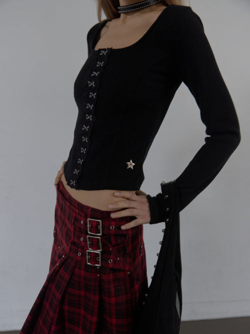 HOOK LONG SLEEVE TOP / BLACK