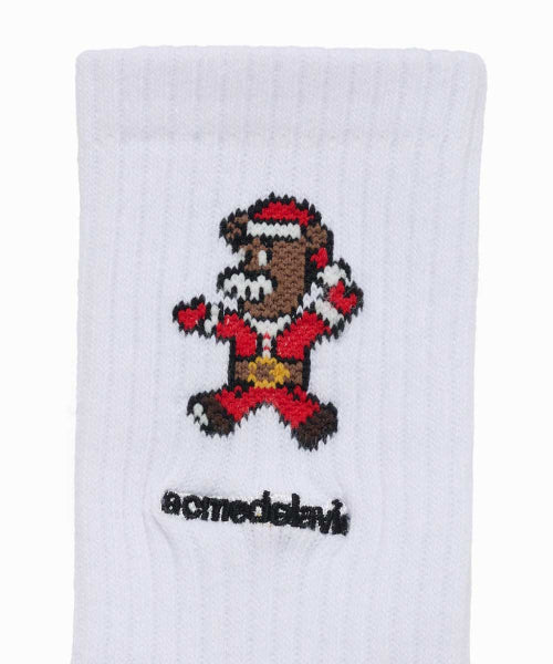 AC BEAR SANTA SOCKS WHITE