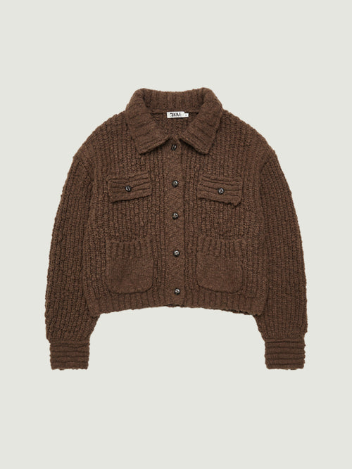 AURORA COLLAR KNIT JACKET (BROWN)