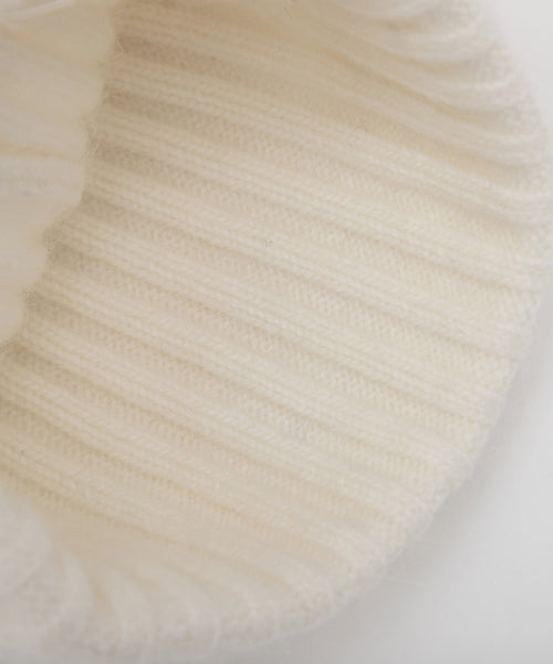 LACE LABEL ANGORA KNIT BEANIE IVORY