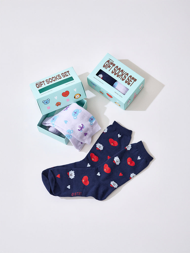 BT21 Basic Jacquard Socks Love Gift Set (2 PCS)