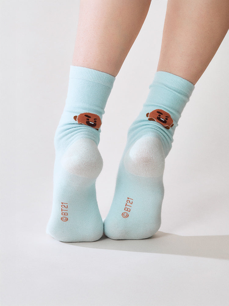 BT21 SHOOKY Basic Jacquard Face Socks